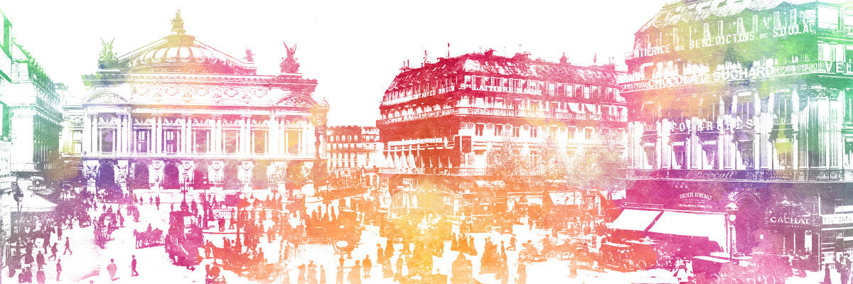 Paris Opera Poster Vintage Panorama City Street Scene Art Print 5361