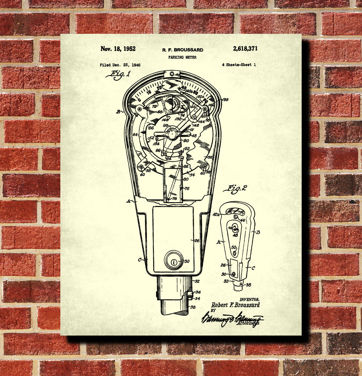 Parking Meter Patent Print Vintage Auto Art Poster