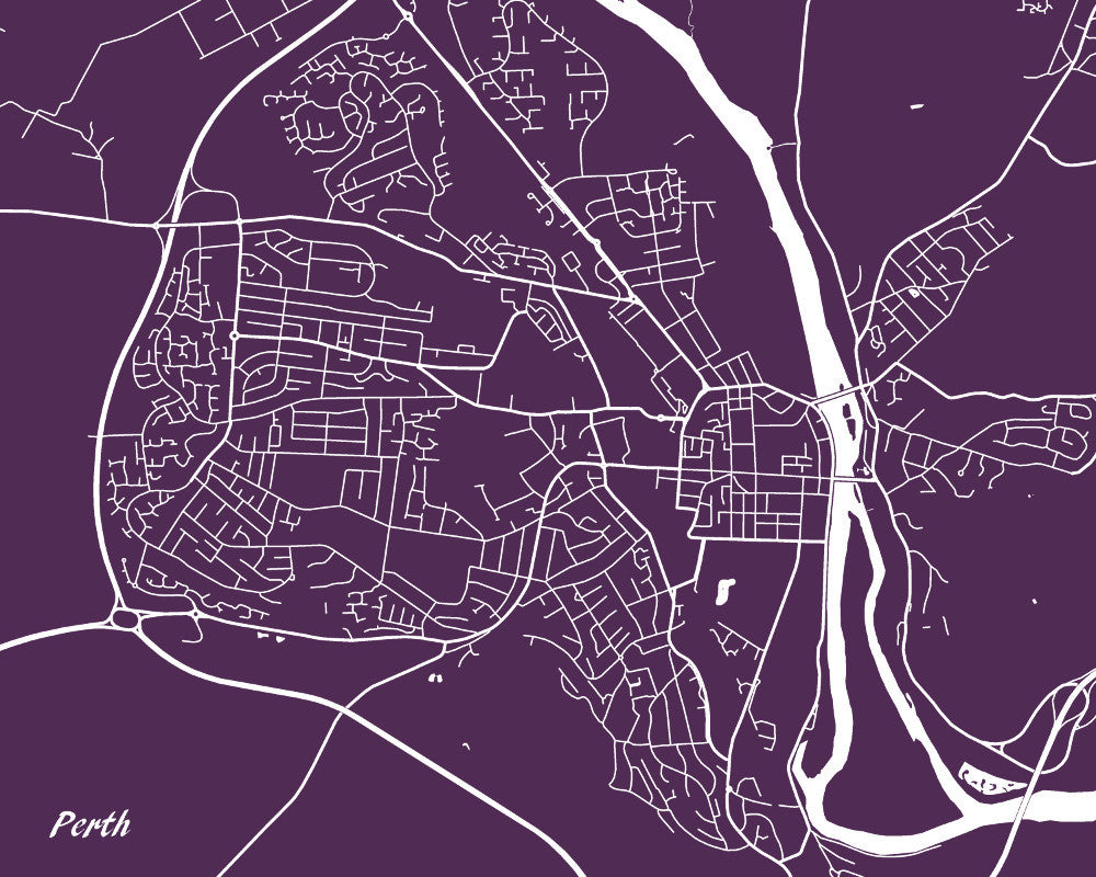 Perth City Street Map Print Modern Art Poster Home Decor - OnTrendAndFab