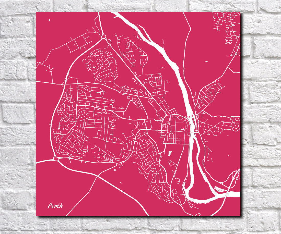 Perth City Street Map Print Custom Wall Map Poster - OnTrendAndFab