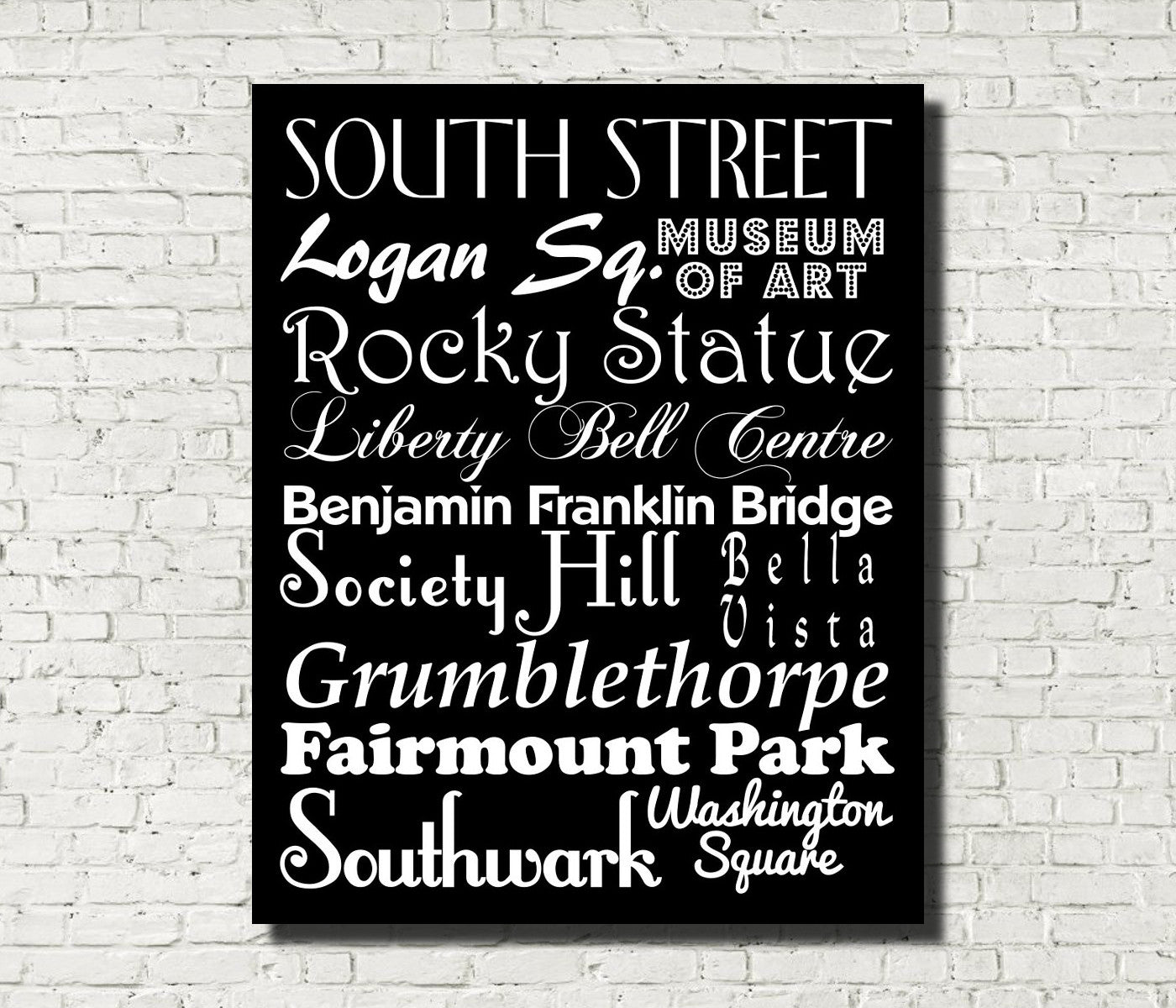 Philadelphia Neighbourhood Print Typography Scroll