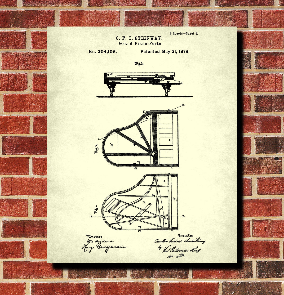 Piano Patent Print Musical Instrument Poster Music Room Decor
