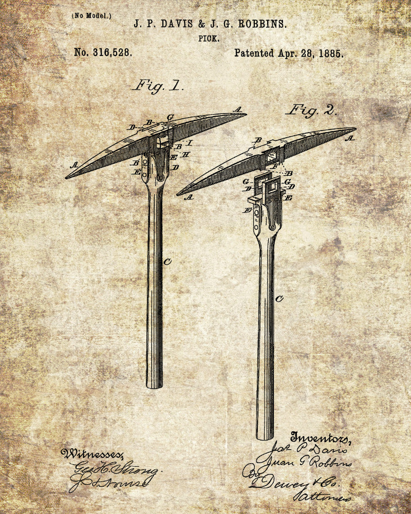 Pick Patent Print Gold Rush Mining Poster