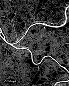 Pittsburgh City Street Map Print Feature Wall Art Poster