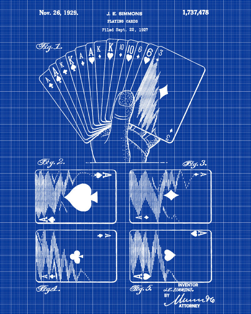 Playing Cards Patent Poster Casino Print Gambling Art