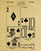 Playing Cards Patent Poster Gambling Art Casino Print