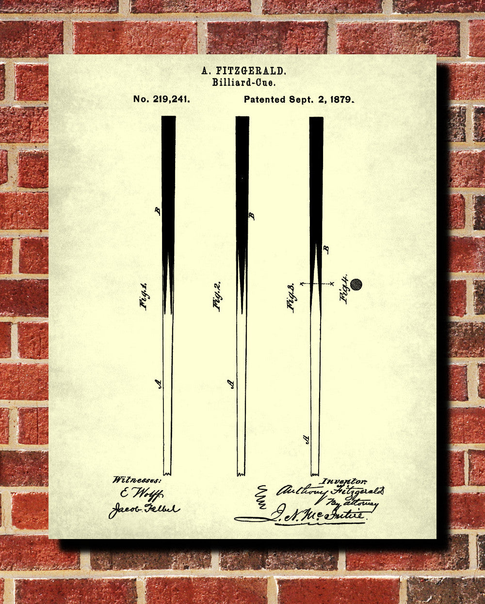 Pool Cue Blueprint Billiards Cue Patent Print - OnTrendAndFab