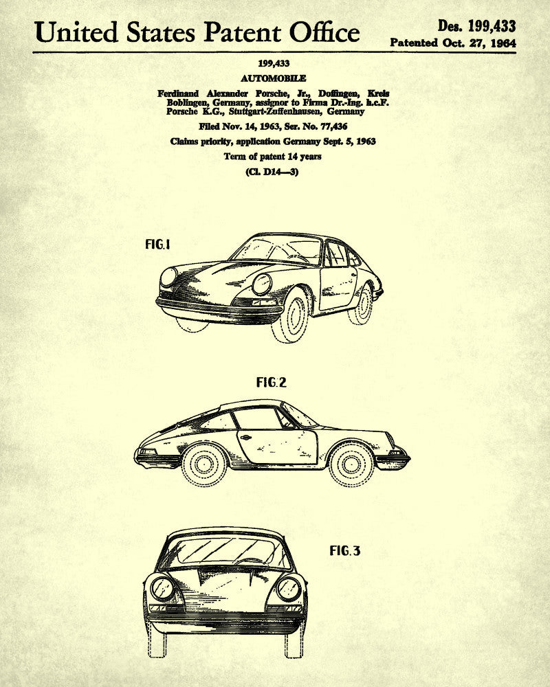 Porsche Patent Print Sports Car Wall Art Poster - OnTrendAndFab
