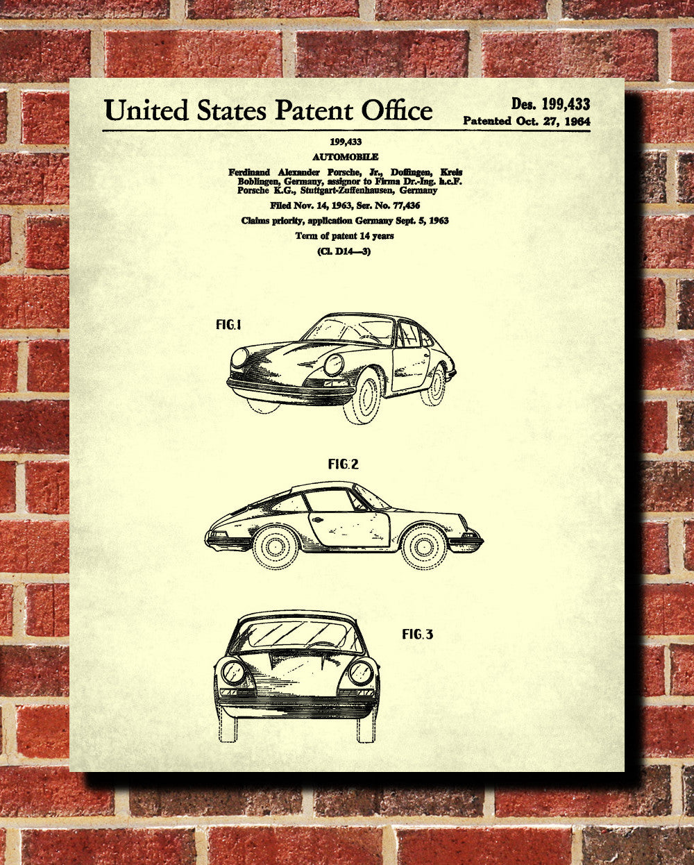 Porsche Patent Print Sports Car Wall Art Poster - OnTrendAndFab
