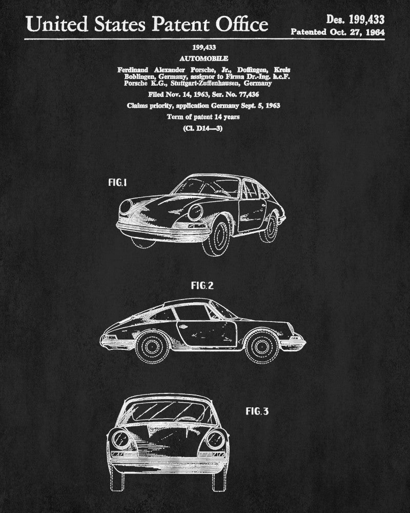 Porsche Patent Print Sports Car Wall Art Poster - OnTrendAndFab