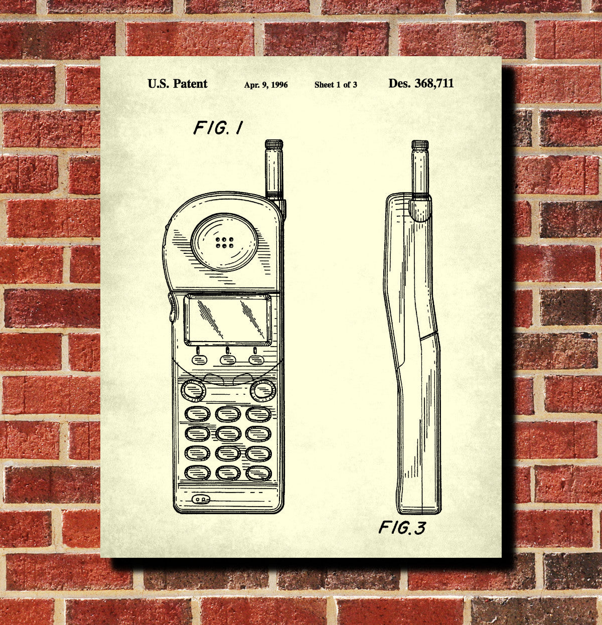 Portable Phone Patent Print Telephone Blueprint Poster