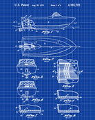 Power Boat Patent Print Art Sailing Poster