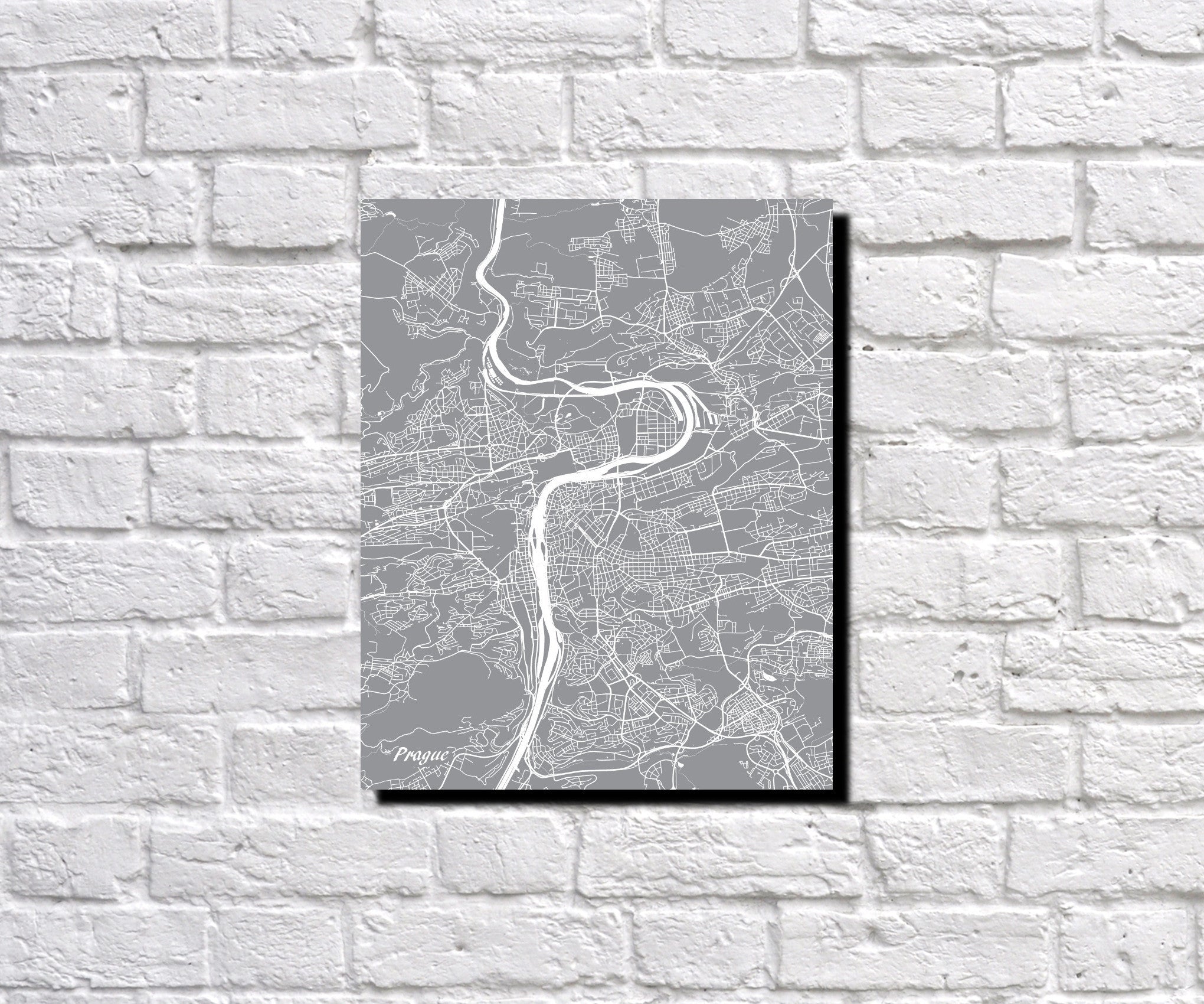 Prague, Czech Republic City Street Map Print Feature Wall Art Poster