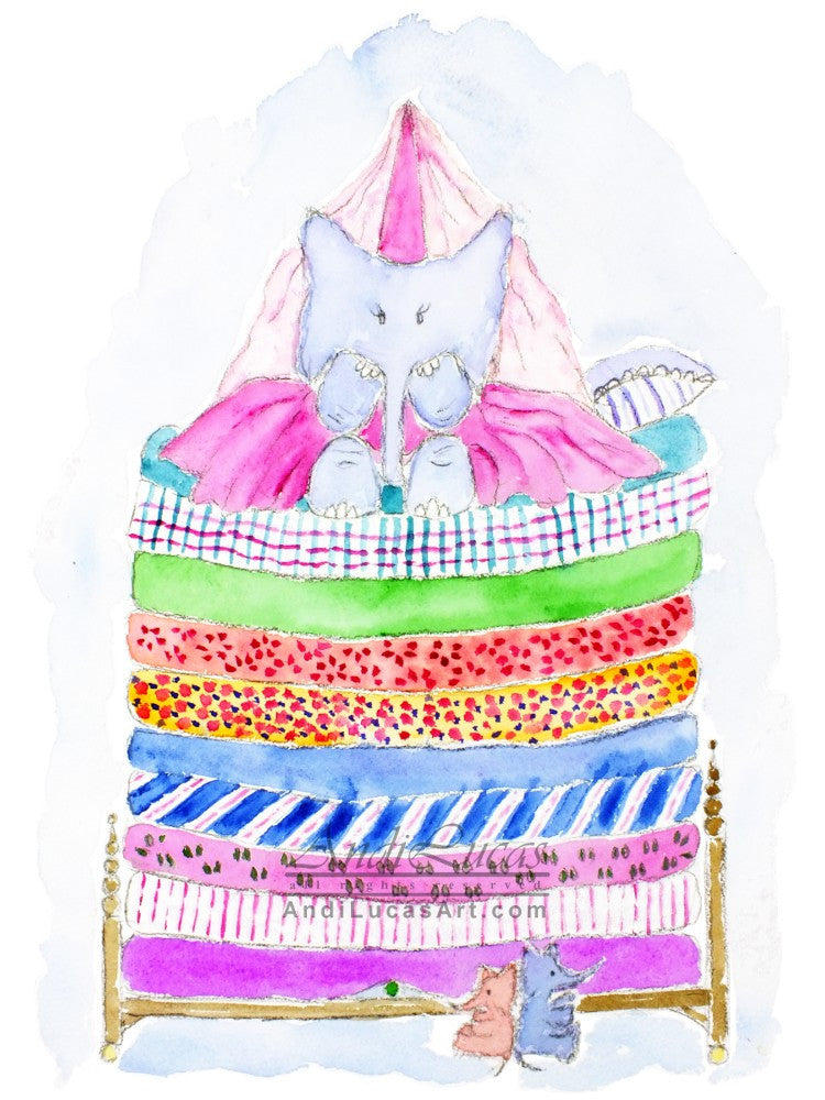 Elephant Princess Cute Children's Nursery Wall Art Print