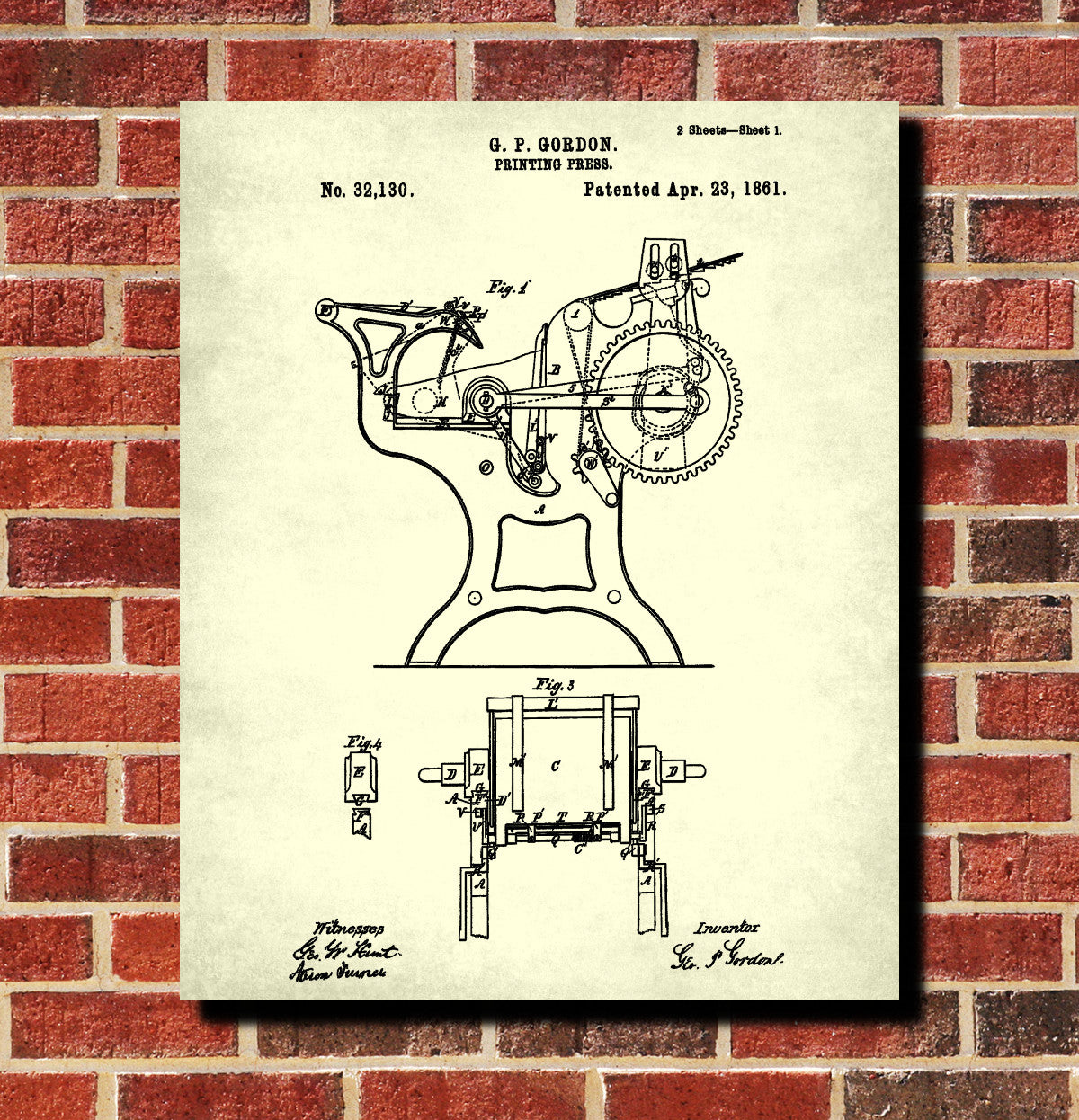 Printing Press Patent Print Publishing Poster