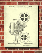 Film Projector Patent Print Cine Blueprint Movies Poster