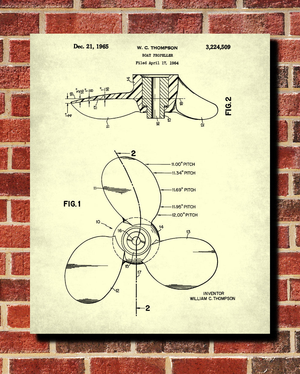 Propellor Blueprint Art Nautical Patent Print Sailing Poster - OnTrendAndFab