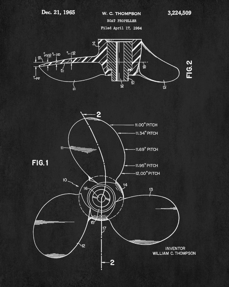 Propellor Blueprint Art Nautical Patent Print Sailing Poster - OnTrendAndFab