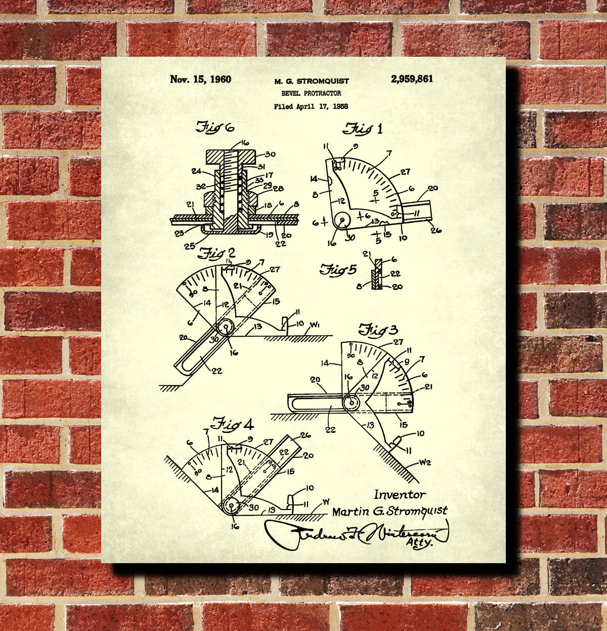 Protractor Patent Print Measuring Instruments Poster