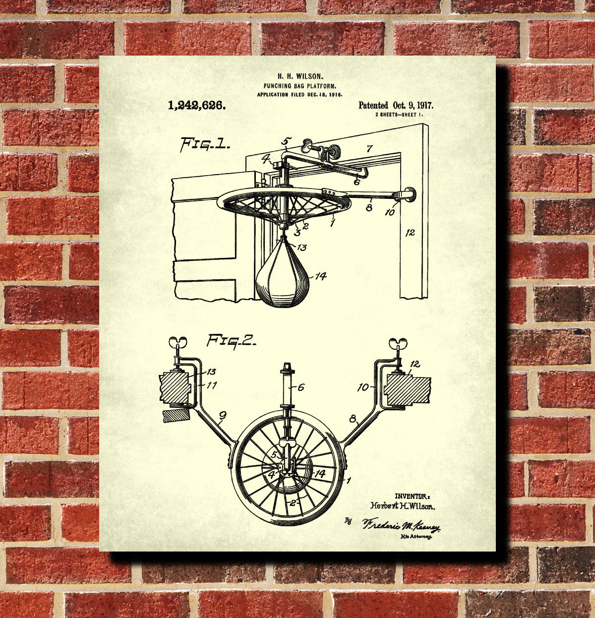Boxing Poster  Punch Bag Patent Print Sports Wall Art