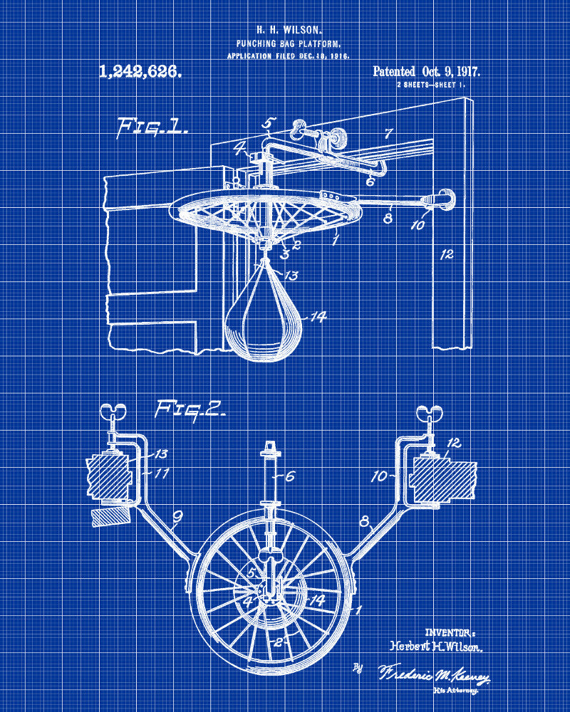 Boxing Poster  Punch Bag Patent Print Sports Wall Art