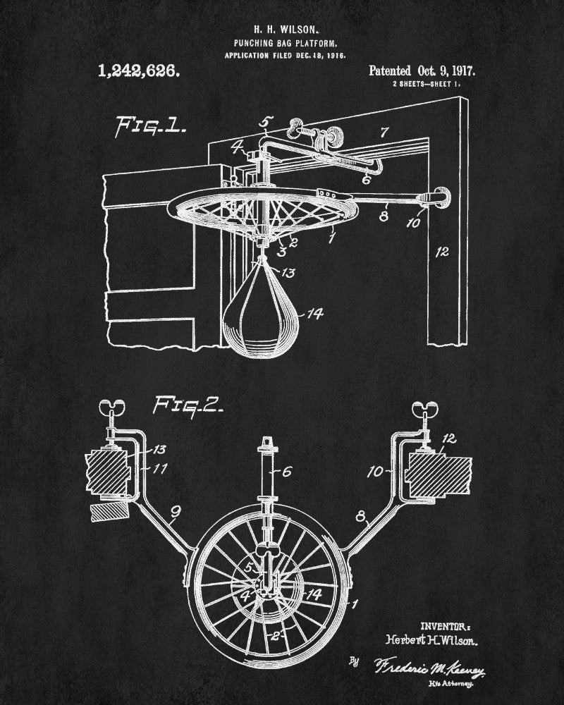 Boxing Poster  Punch Bag Patent Print Sports Wall Art