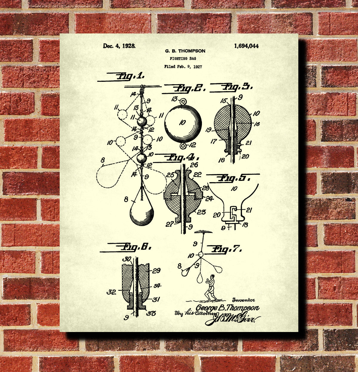 Boxing Poster, Punch Bag Patent Print Sports Wall Art
