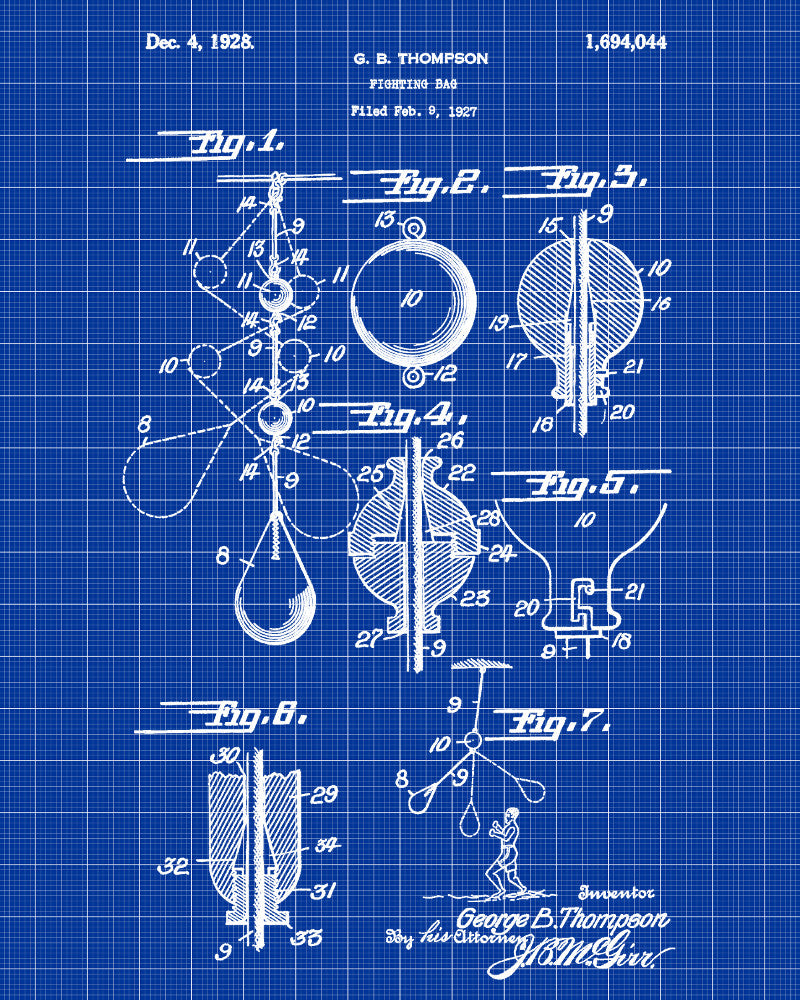 Boxing Poster, Punch Bag Patent Print Sports Wall Art