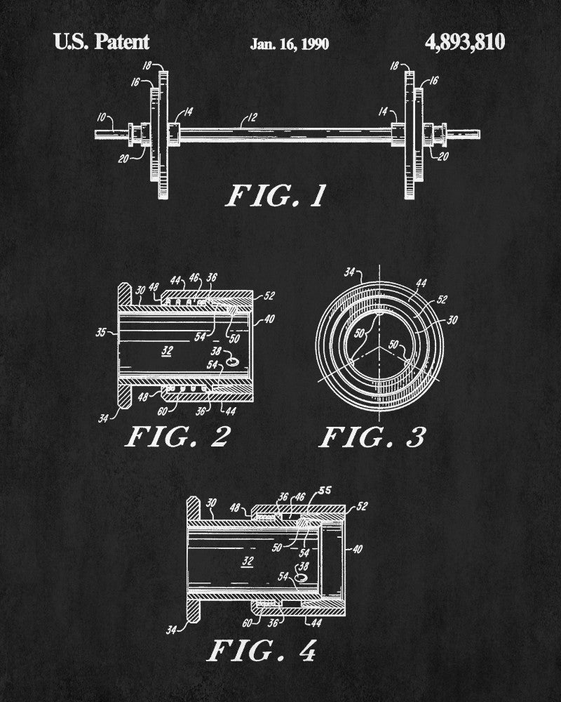 Weight Lifting Patent Print Poster Quick Release Collar Blueprint