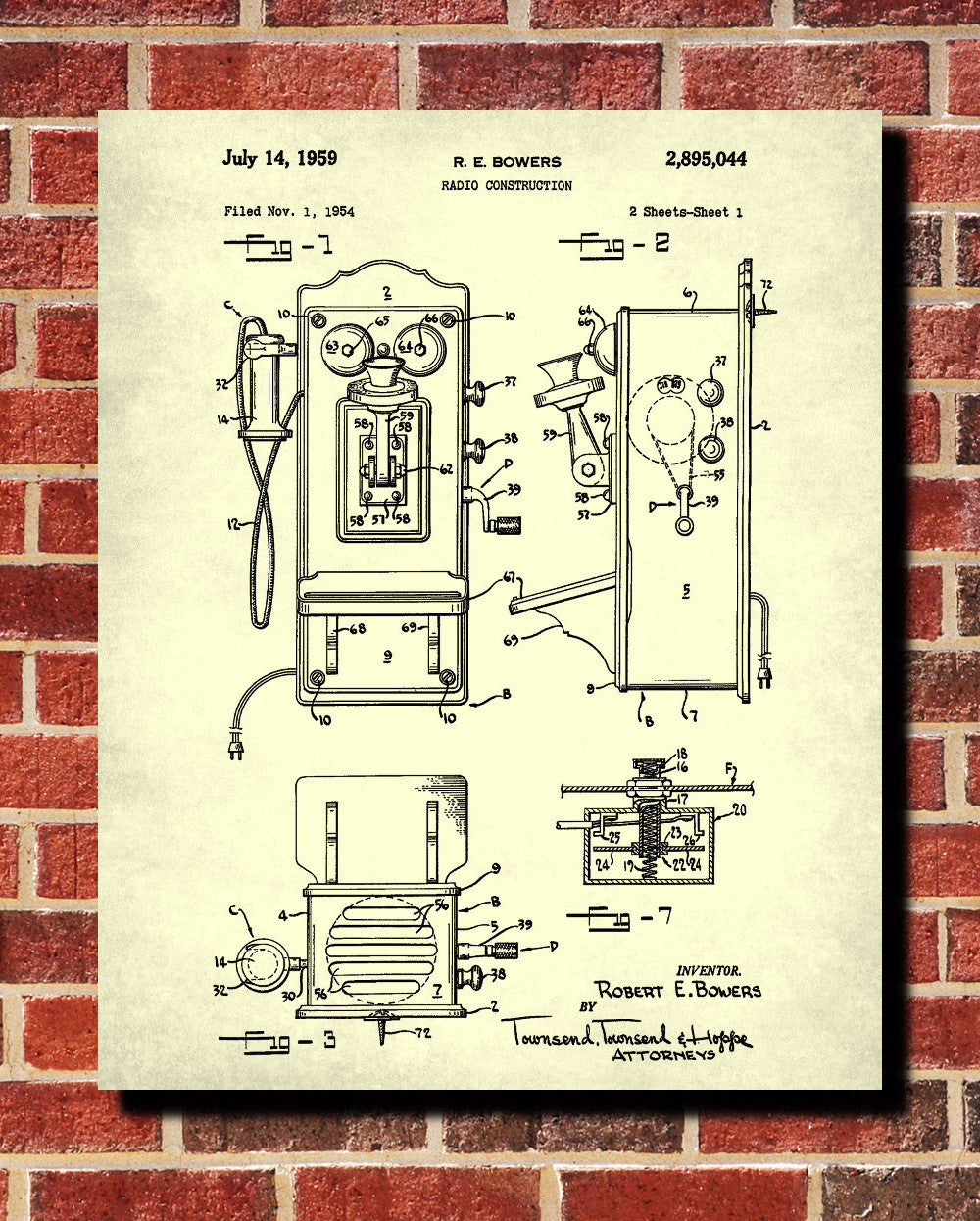 Radio Telephone Patent Print Technology Blueprint Poster - OnTrendAndFab