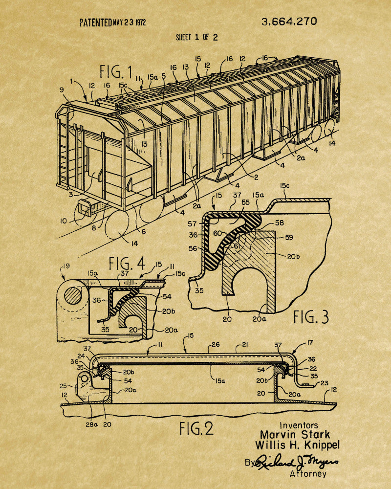 Railroad Patent Print Railway Hopper Car Train Poster