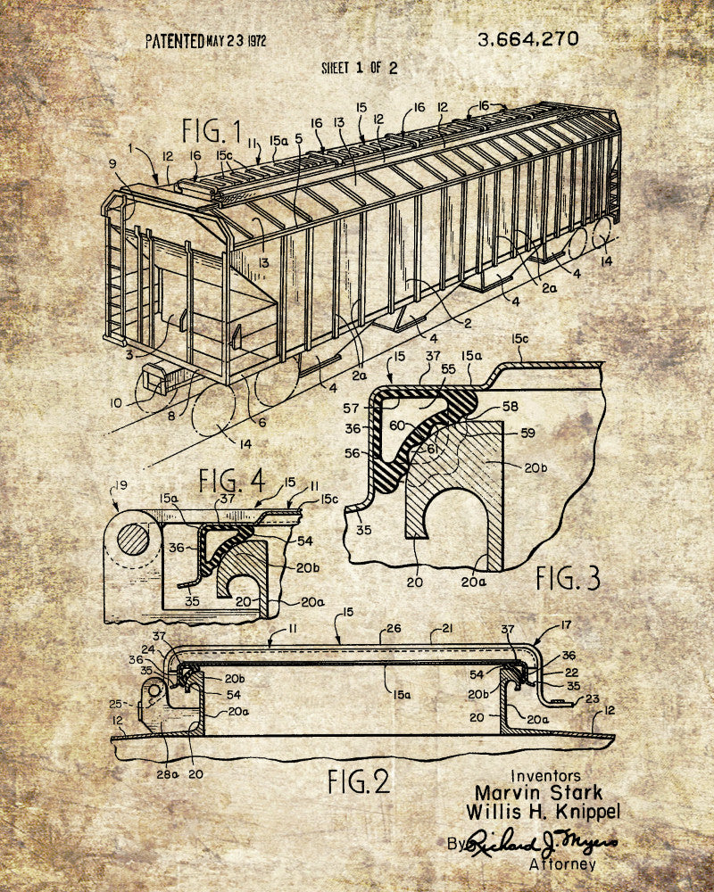 Railroad Patent Print Railway Hopper Car Train Poster