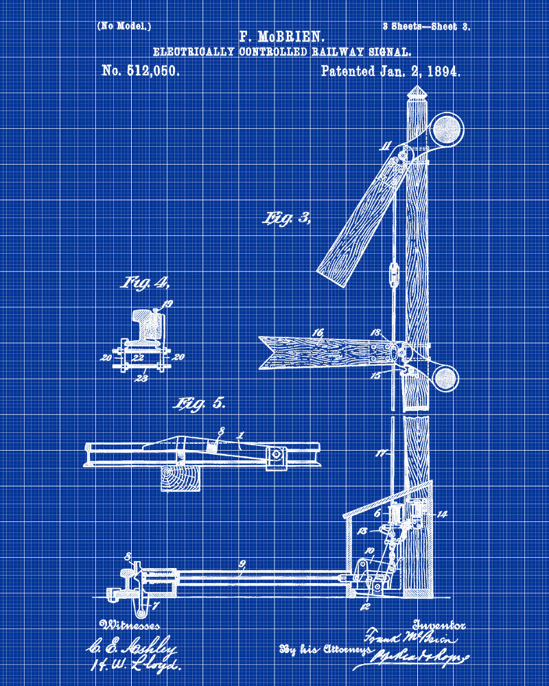 Railroad Patent Print Railway Signal Train Poster