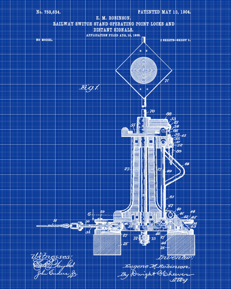 Railway Patent Print Railroad Signal Train Poster
