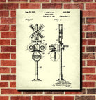 Railway Sign Patent Print Train Poster Railroad Crossing