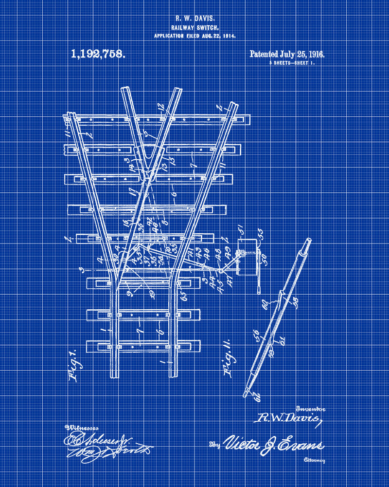 Railway Patent Print Railroad Switch Train Poster