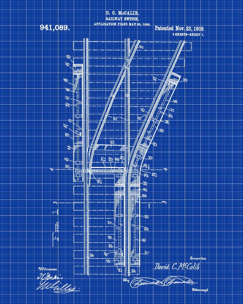 Railroad Patent Print Railway Points Switch Train Poster