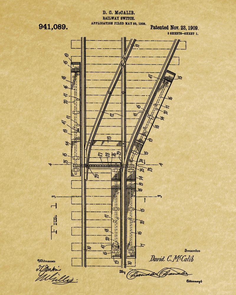 Railroad Patent Print Railway Points Switch Train Poster