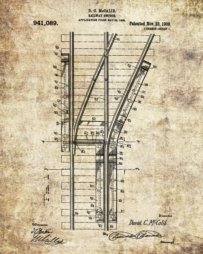 Railroad Patent Print Railway Points Switch Train Poster