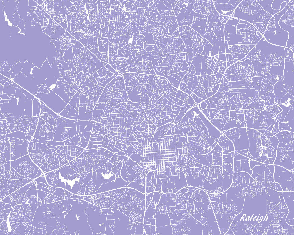 Raleigh City Street Map Print Custom Wall Map - OnTrendAndFab