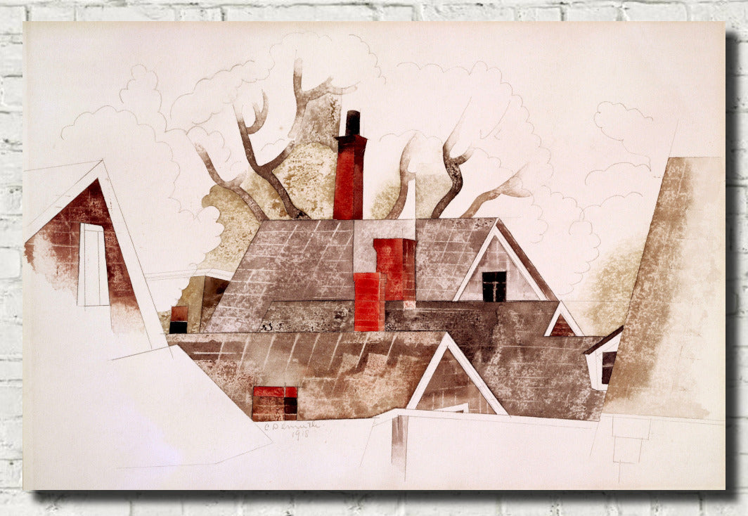 Charles Demuth Fine Art Print, Red Chimneys