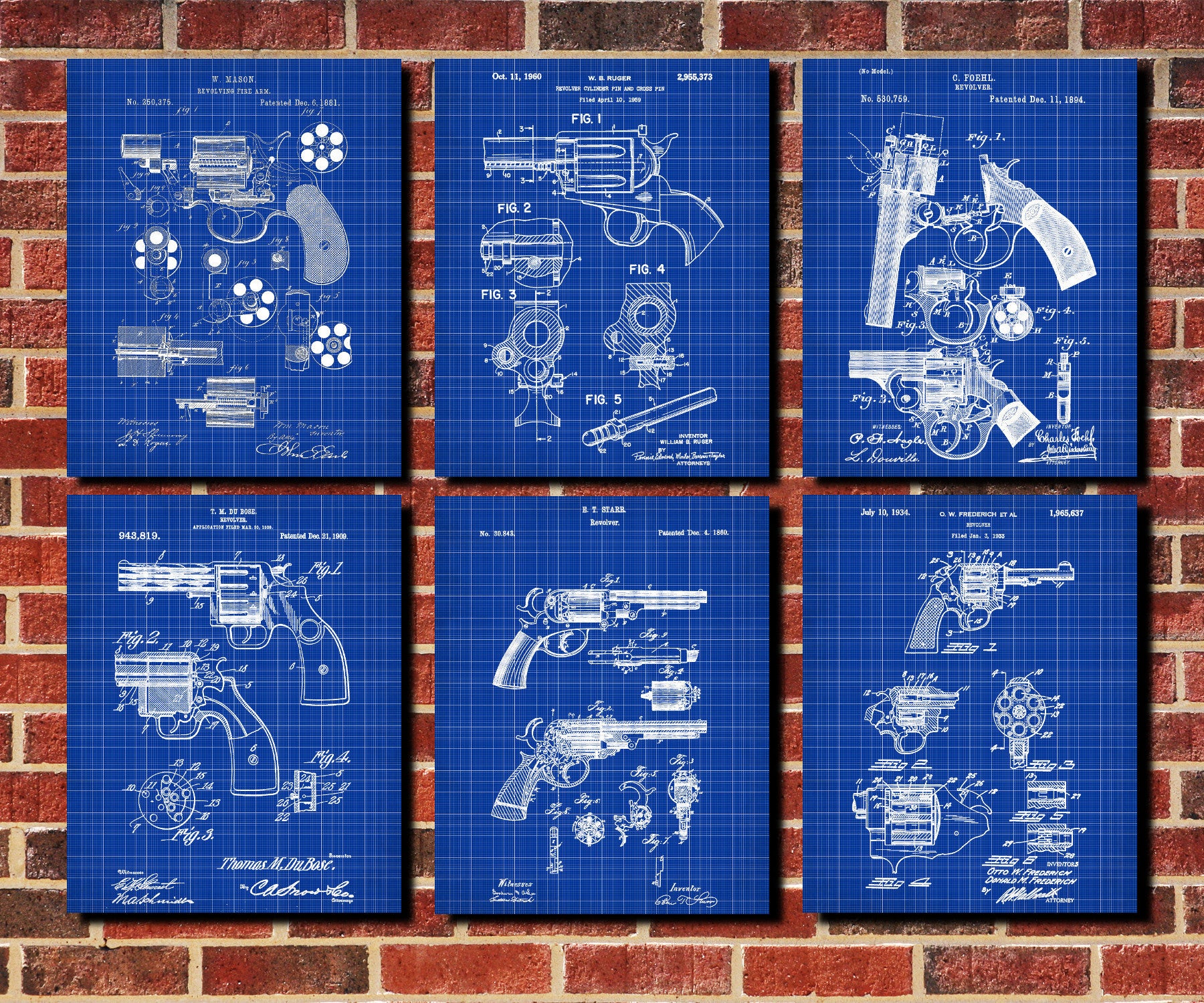 Revolver Patent Posters Firearm Art Weapons Prints - OnTrendAndFab