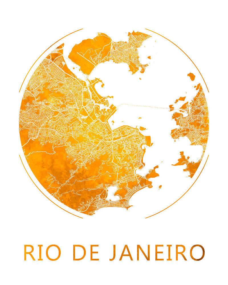 Rio De Janeiro, Brazil City Street Map Custom Wall Map Poster