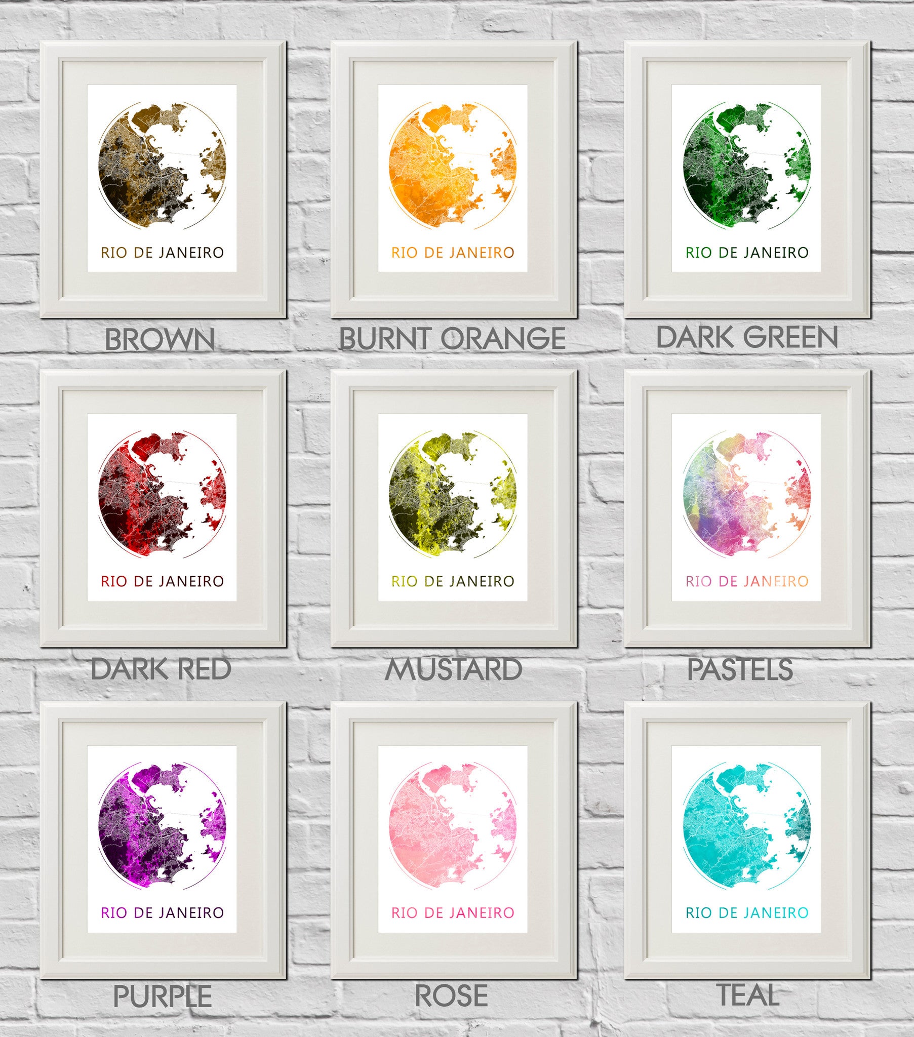 Rio De Janeiro, Brazil City Street Map Custom Wall Map Poster