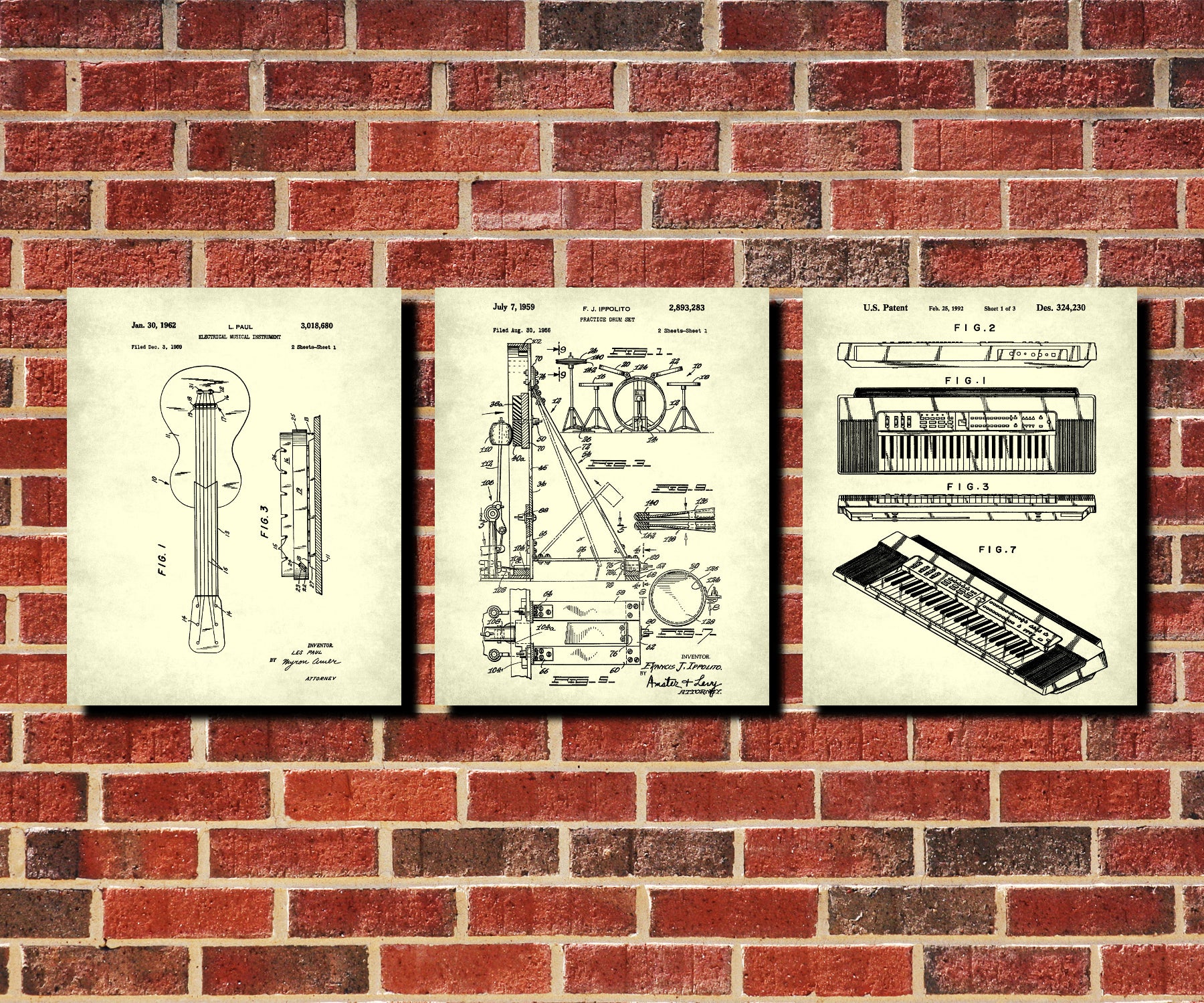 Rock Band Wall Art Posters Music Patent Prints