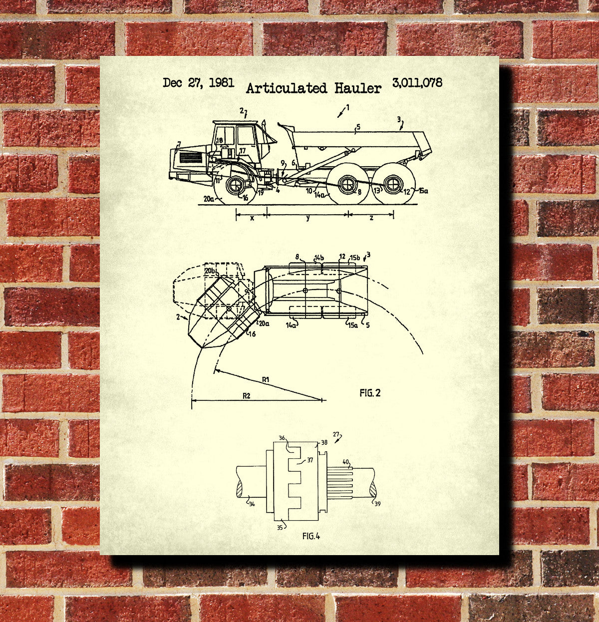 Rock Truck Patent Print Mining Equipment Poster Klondike Gold Rush