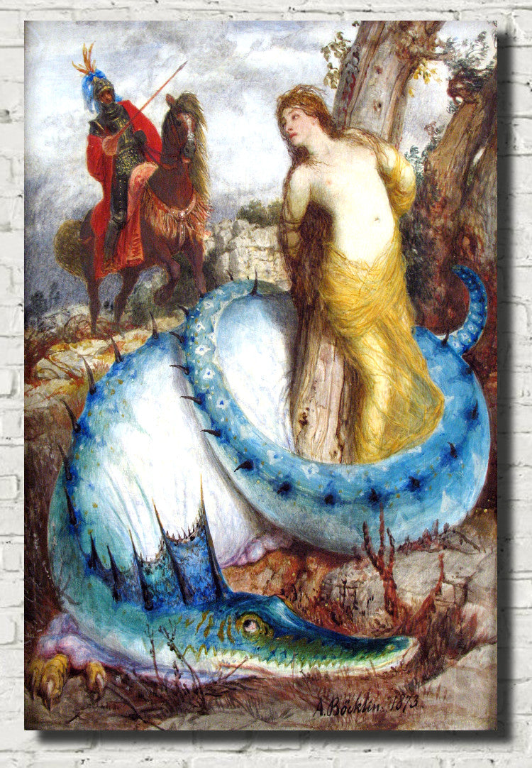 Roger Freeing Angelica, Arnold Bocklin Fine Art Print, Symbolism