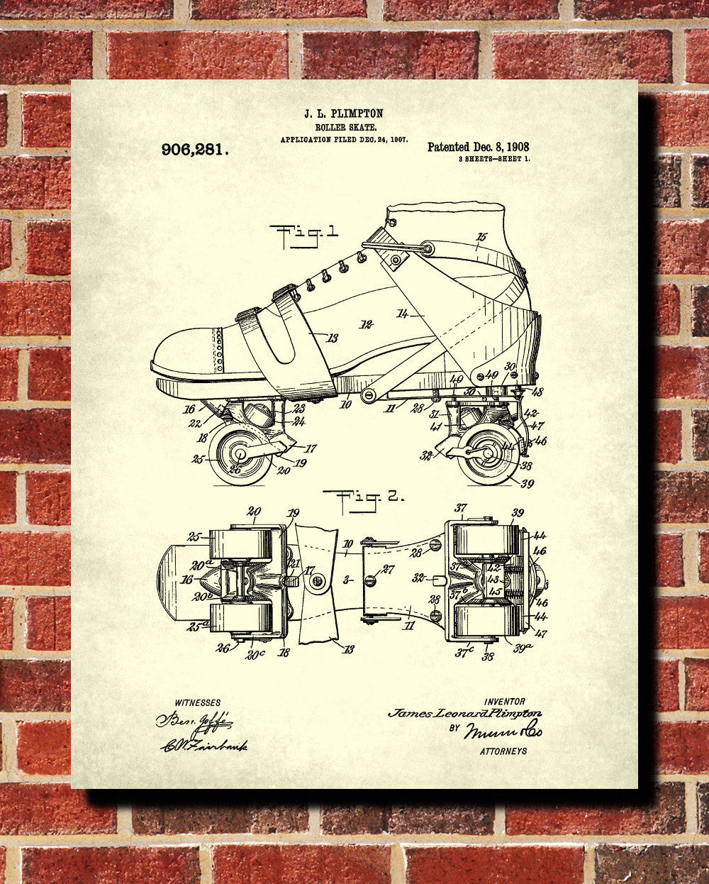 Roller Skate Patent Print Skating Blueprint Sports Poster - OnTrendAndFab