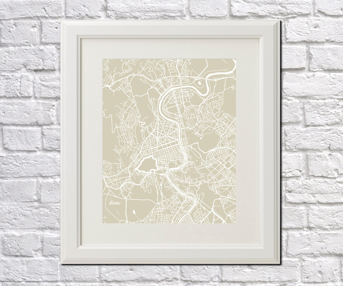 Rome City Street Map Print Feature Wall Art Poster