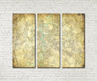 Rome Street Map 3 Panel Canvas Wall Map